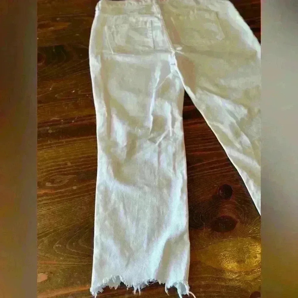 Free People Maggie Wide‎ Mid-Rise Distressed Raw Hem Straight Leg Jeans Size 29 - Picture 8 of 11